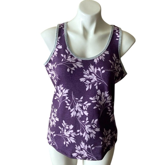 Karen Neuburger Tops - Live Love Lounge Karen Neuburger Purple & Gray Floral Cozy Tank Top Size Small